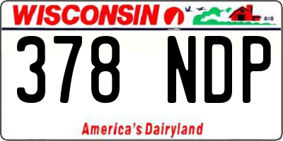 WI license plate 378NDP