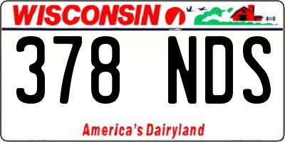 WI license plate 378NDS