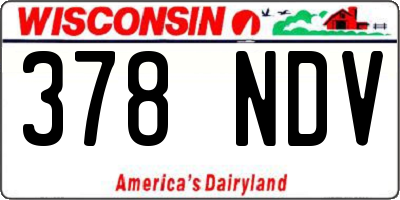 WI license plate 378NDV