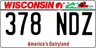 WI license plate 378NDZ