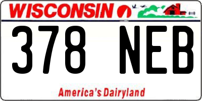 WI license plate 378NEB