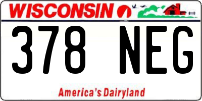 WI license plate 378NEG