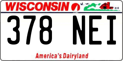 WI license plate 378NEI