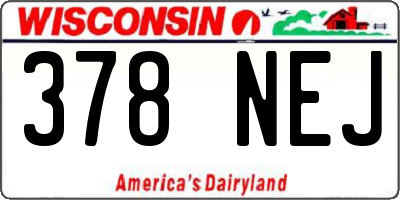 WI license plate 378NEJ