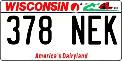WI license plate 378NEK