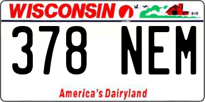 WI license plate 378NEM