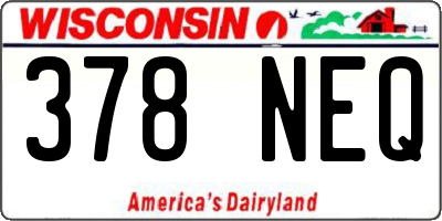 WI license plate 378NEQ