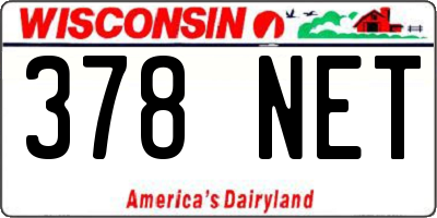 WI license plate 378NET