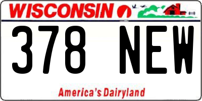WI license plate 378NEW