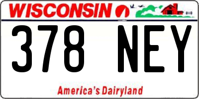 WI license plate 378NEY