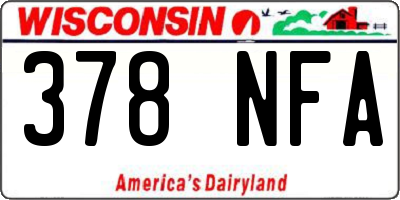 WI license plate 378NFA