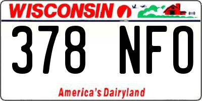 WI license plate 378NFO