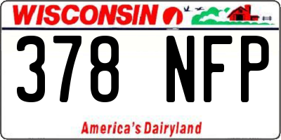 WI license plate 378NFP