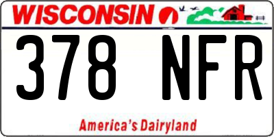 WI license plate 378NFR