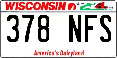 WI license plate 378NFS