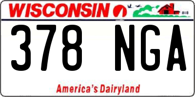 WI license plate 378NGA