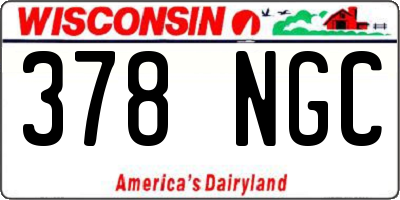WI license plate 378NGC