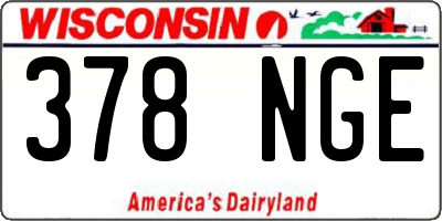 WI license plate 378NGE