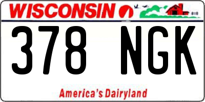 WI license plate 378NGK