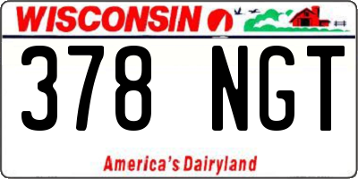 WI license plate 378NGT