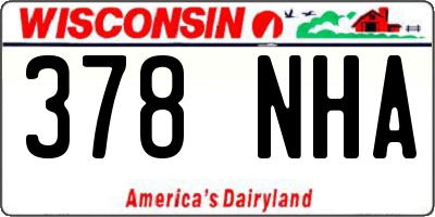 WI license plate 378NHA