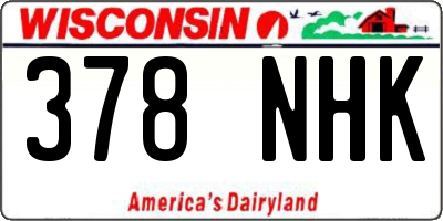 WI license plate 378NHK
