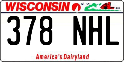 WI license plate 378NHL