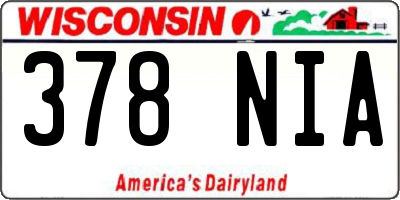 WI license plate 378NIA