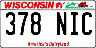 WI license plate 378NIC