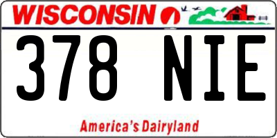 WI license plate 378NIE
