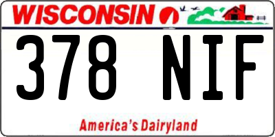 WI license plate 378NIF