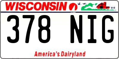 WI license plate 378NIG