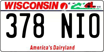 WI license plate 378NIO