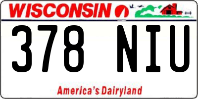 WI license plate 378NIU