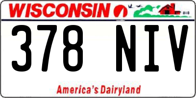 WI license plate 378NIV