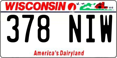 WI license plate 378NIW