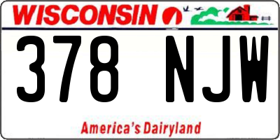 WI license plate 378NJW