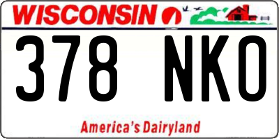 WI license plate 378NKO