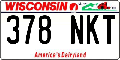 WI license plate 378NKT