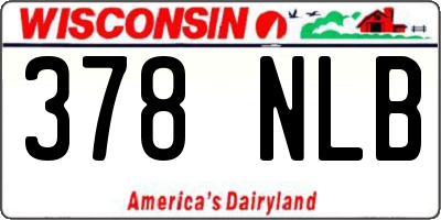 WI license plate 378NLB