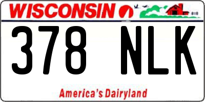 WI license plate 378NLK