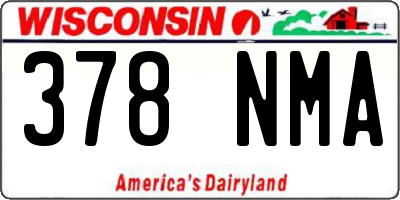 WI license plate 378NMA