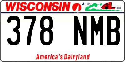 WI license plate 378NMB