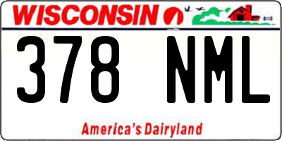 WI license plate 378NML