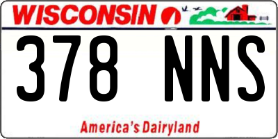 WI license plate 378NNS