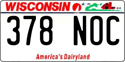WI license plate 378NOC