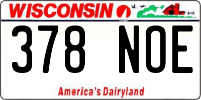 WI license plate 378NOE