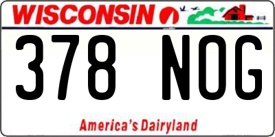 WI license plate 378NOG