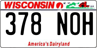 WI license plate 378NOH