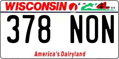 WI license plate 378NON
